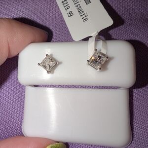 Princess Cut Moissanite Studs